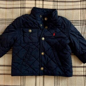 Ralph Lauren Navy Quilted Jacket with Red Pony Emblem
